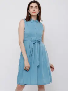 Tokyo Talkies Women Blue Solid Shirt Dress