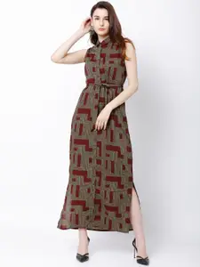 Tokyo Talkies Women Maroon Printed Shirt Dress