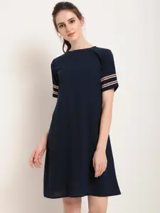 RARE Women Navy Blue Solid A-Line Dress