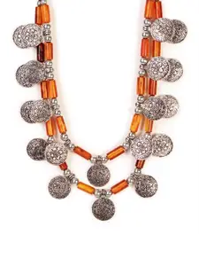 Bamboo Tree Jewels Orange Metal Necklace