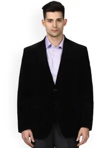 Raymond Men Black Solid Single-Breasted Formal Blazer