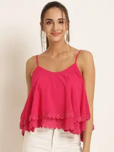 Harpa Women Pink Solid A-Line Top