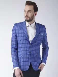 Hangup Blue Checked Single-Breasted Blazer