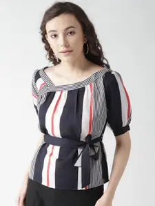 Style Quotient Women Navy & White Striped Top