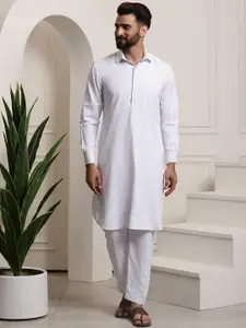 SOJANYA Men White Solid Kurta with Salwar
