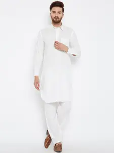 SOJANYA Men White Solid Kurta with Salwar