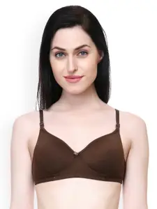 Lady Lyka Brown Solid Non-Wired Lightly Padded T-shirt Bra 21FOREVER-BRN
