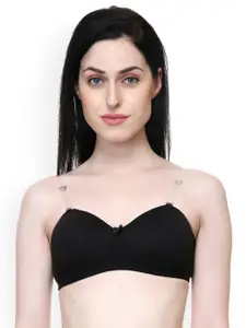 Lady Lyka Black Solid Non-Wired Lightly Padded T-shirt Bra SWEET18-BLK