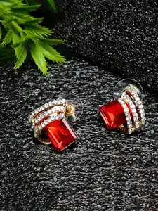 YouBella Red Gold-Plated Contemporary Studs