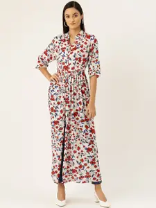 Sera Women Off-White & Red Floral Print Maxi Top