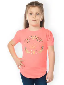 Cherry Crumble Girls Coral Conversational Printed Top