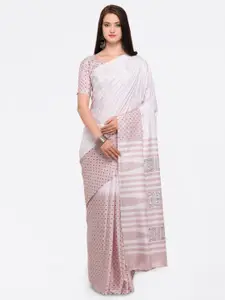 Saree mall Lavender Printed Silk Blend Saree