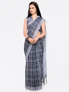 Saree mall Charcoal Silk Blend Printed Maheshwari Saree