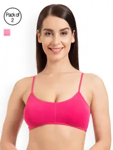 Tweens Pack of 2 Pink Solid Non-Wired Lightly Padded Bralette Bra TW280-2PC-BPK-DPK