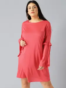 Besiva Women Pink Solid A-Line Dress