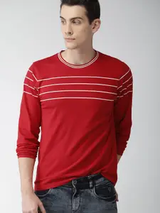 Harvard Men Red Striped T-shirt