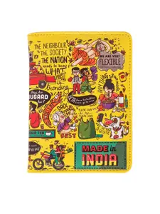 Chumbak Women Yellow Made In India Printed Two Fold Passport Holder