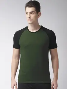 Kappa Men Olive Green Solid T-shirt