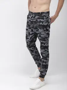 HIGHLANDER Men Grey & Blue Slim Fit Printed Joggers