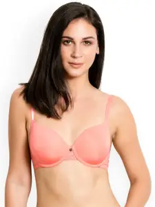 Zivame Pink Solid Underwired Lightly Padded T-shirt Bra