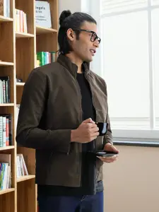 WROGN Men Brown Solid Tailored Jacket