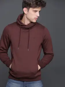WROGN Men Burgundy Solid Sweatshirt