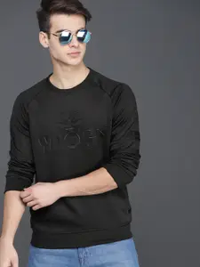WROGN Men Black Solid Sweatshirt