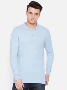 ColorPlus Men Blue Self Design Pullover