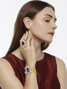 Zaveri Pearls Women Gold-Toned Alloy Gold-Plated Ring Bracelet