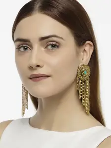 Zaveri Pearls Women Gold-Toned & White Circular Drop Earrings