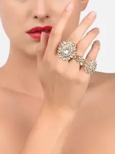 Zaveri Pearls Women Antique Gold-Toned Textured Adjustable Ring