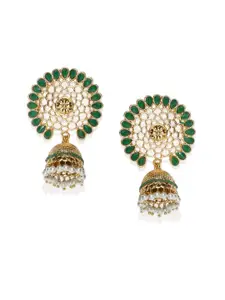 Zaveri Pearls Gold-Toned Dome Shaped Jhumkas
