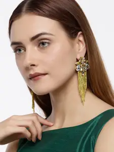 Zaveri Pearls Gold-Toned Contemporary Drop Earrings