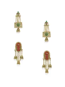 Zaveri Pearls Set of 2 Gold-Plated Dome Shaped Jhumkas