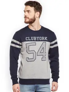 Club York Men Navy Blue & Grey Printed Sweatshirt