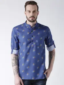 Hangup Men Blue Printed Straight Kurta