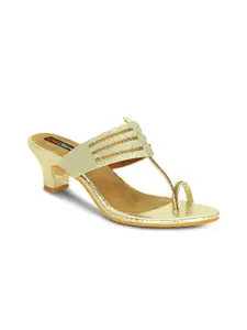 Get Glamr Women Gold-Toned Woven Design Heels