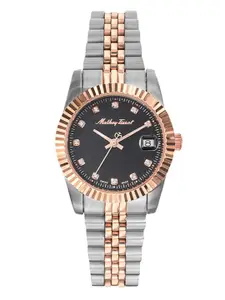 Mathey-Tissot Swiss Made Women Rolly III Crystal Black Dial Watch D810RN