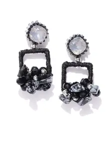Jewels Galaxy Black & Grey Handcrafted Contemporary Drop Earrings