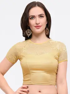 Janasya Women Gold-Toned Solid Saree Blouse