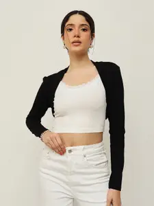 Espresso Black Solid Open Front Shrug