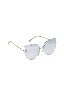 MARC LOUIS Women Blue & Silver-Toned Cateye Sunglasses