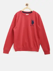 U.S. Polo Assn. Kids Boys Red Solid Sweatshirt