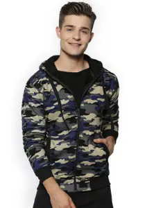 Campus Sutra Men Blue Printed Bomber