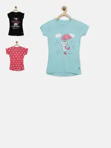 Palm Tree Girls Pack of 3 Printed Tops