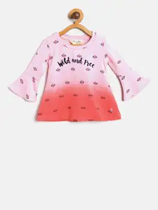 Gini and Jony Girls Pink & Red Printed A-Line Top