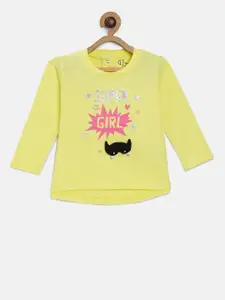 Gini and Jony Girls Yellow Printed Round Neck T-shirt