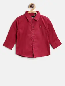 Palm Tree Boys Red Regular Fit Solid Casual Shirt