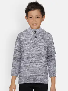 Gini and Jony Boys Grey Self Design Sweater