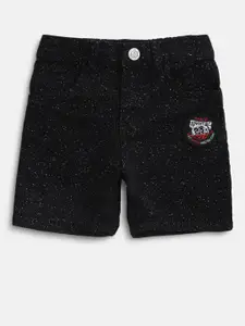 Gini and Jony Boys Black Printed Regular Shorts